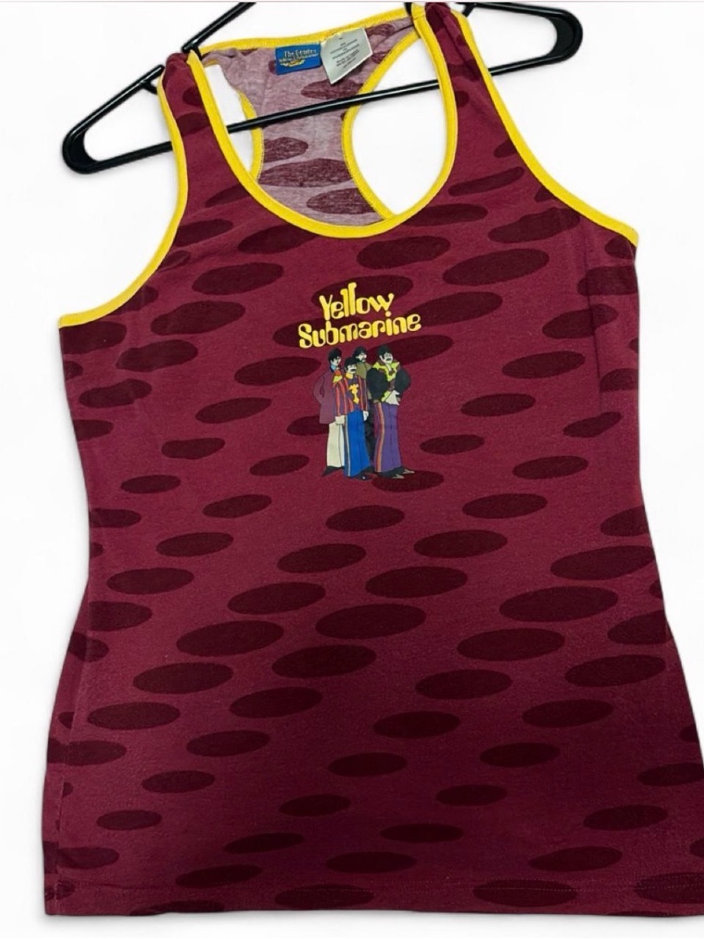 The Beatles Maroon Tank Top with Yellow Trim